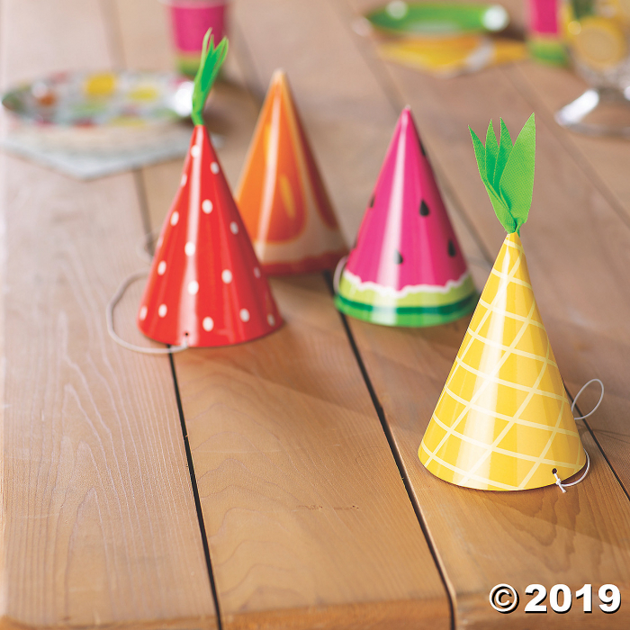 Tutti Frutti Cone Party Hats (Per Dozen)