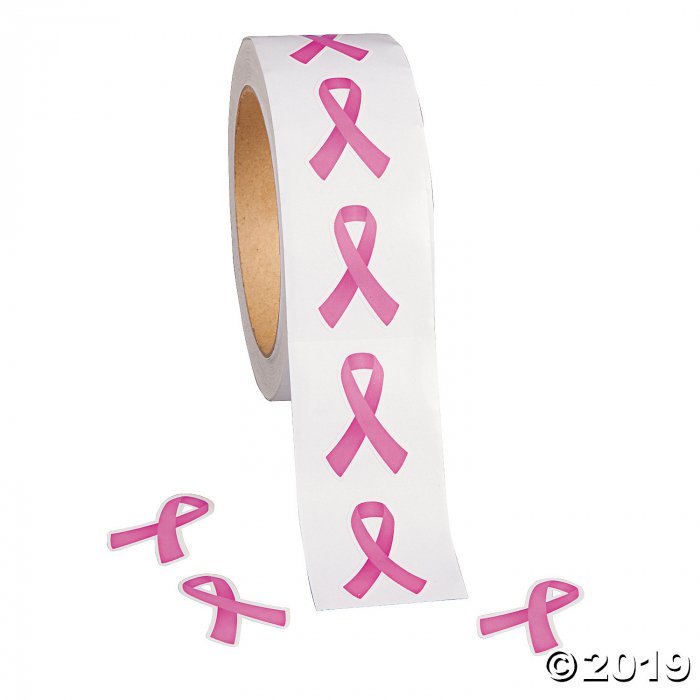 Jumbo Roll of Pink Ribbon Stickers (1 Roll(s))