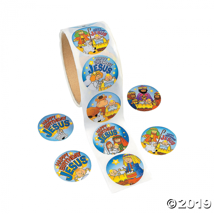 Happy Birthday Jesus Stickers (1 Roll(s))