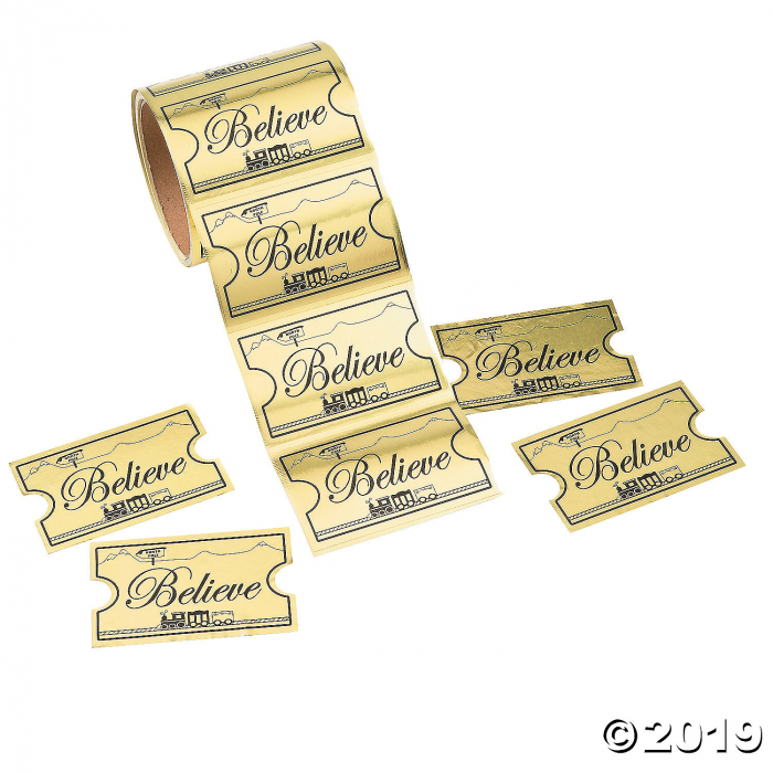 Gold Foil Believe Ticket Jumbo Sticker Rolls (1 Roll(s))