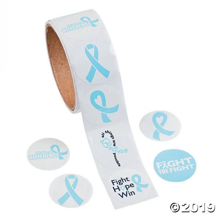 Light Blue Awareness Ribbon Motivational Stickers (1 Roll(s))
