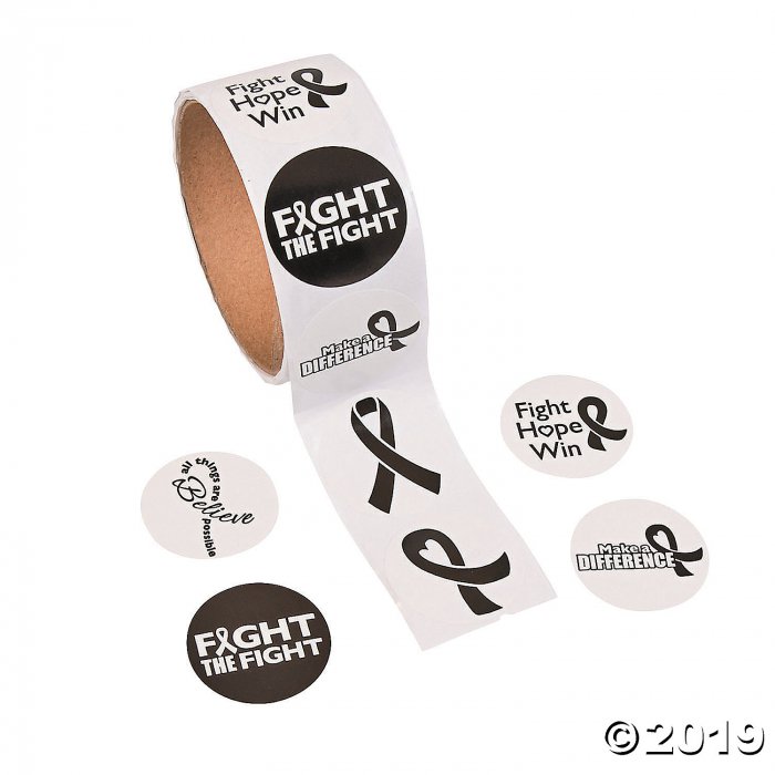 Black Awareness Ribbon Inspirational Sayings Stickers (1 Roll(s))