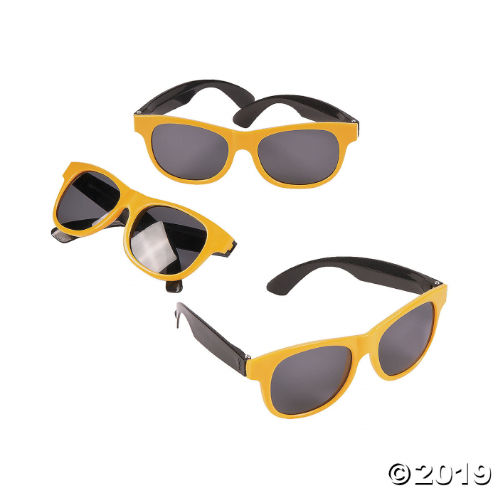 Adult's Gold & Black Two-Tone Sunglasses - 12 Pc. (Per Dozen)