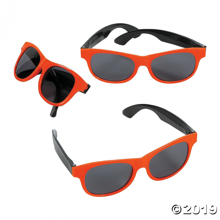 Adult's Orange & Black Two-Tone Sunglasses - 12 Pc. (Per Dozen)