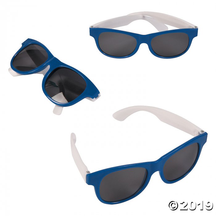 Adult's Blue & White Two-Tone Sunglasses - 12 Pc. (Per Dozen)