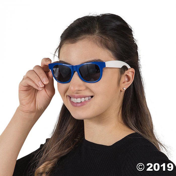 Adult's Blue & White Two-Tone Sunglasses - 12 Pc. (Per Dozen)