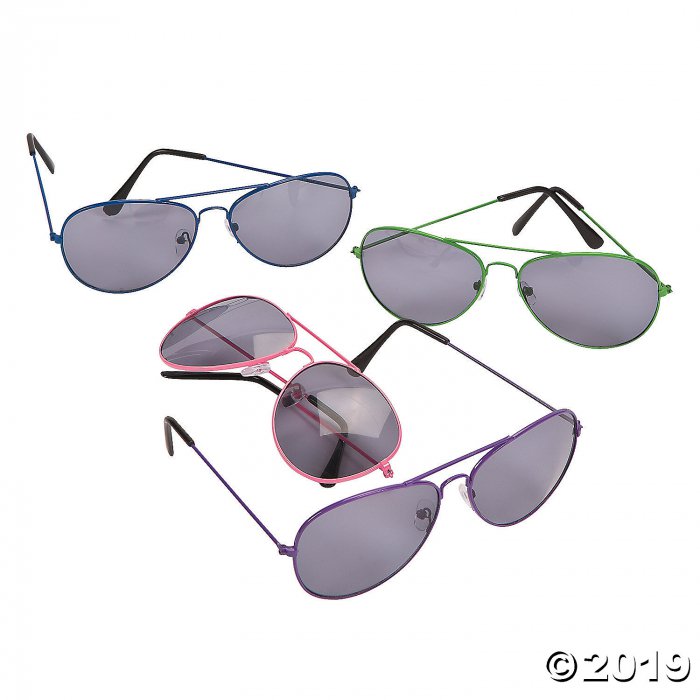 Bright Color Aviator Sunglasses (Per Dozen)