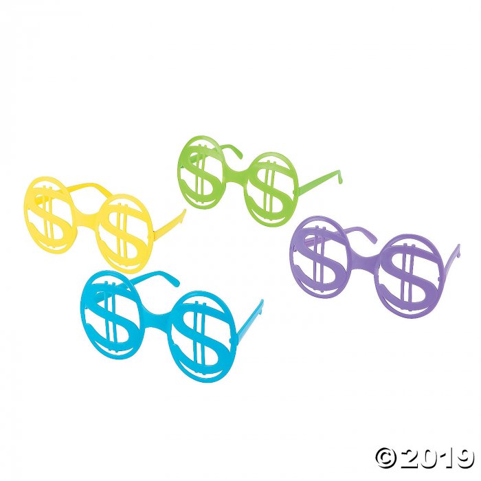 Bright Dollar Sign Glasses (Per Dozen)
