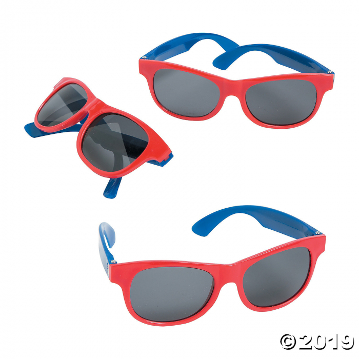 Adult's Red & Blue Two-Tone Sunglasses - 12 Pc. (Per Dozen)