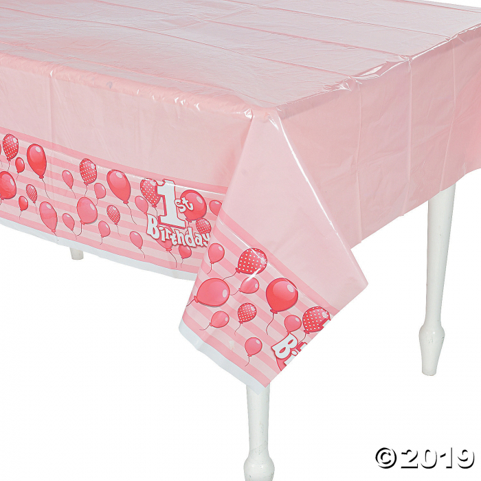 1st Birthday Red Plastic Tablecloth (1 Piece(s))