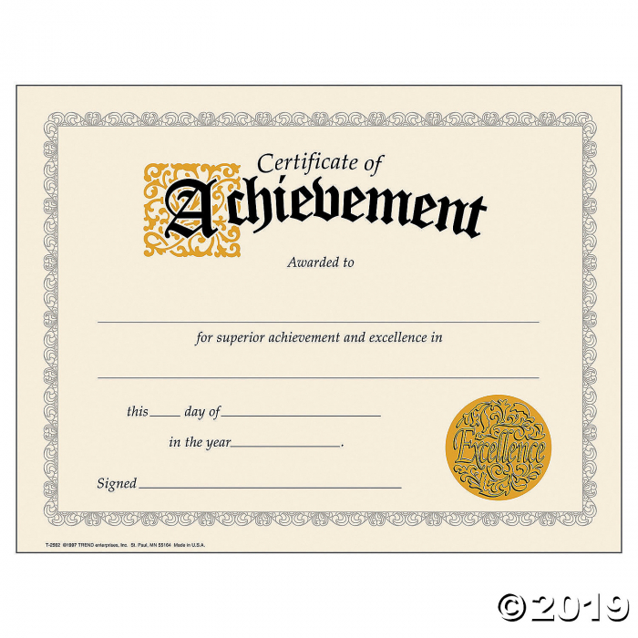 Certificate of Achievement (1 Set(s)) | GlowUniverse.com