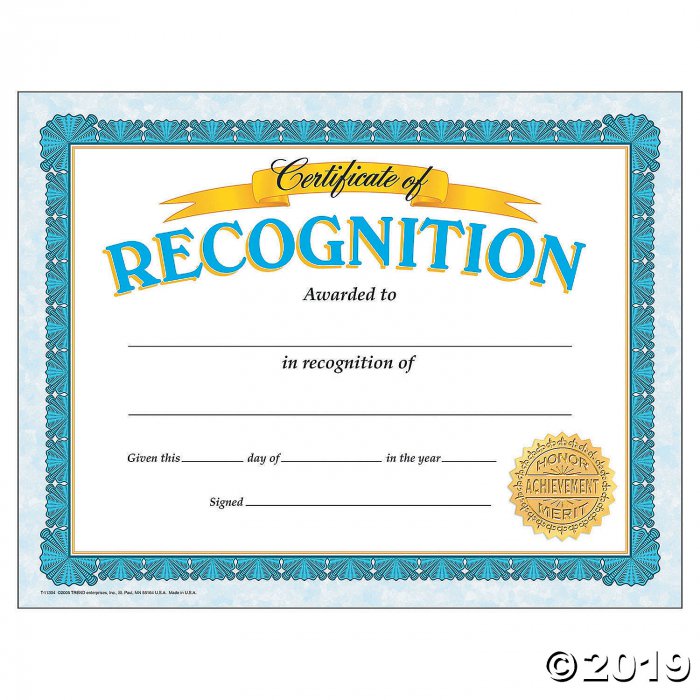 Certificates of Recognition (1 Unit(s))