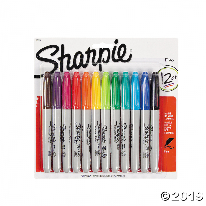 12-Color Sharpie® Fine Point Permanent Markers (Per Dozen)