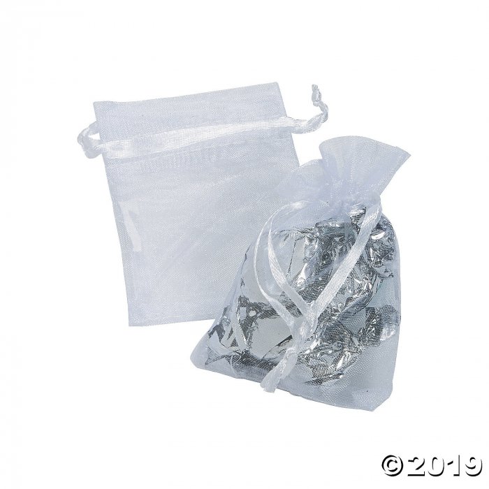 Mini White Organza Drawstring Bags 50 pc 