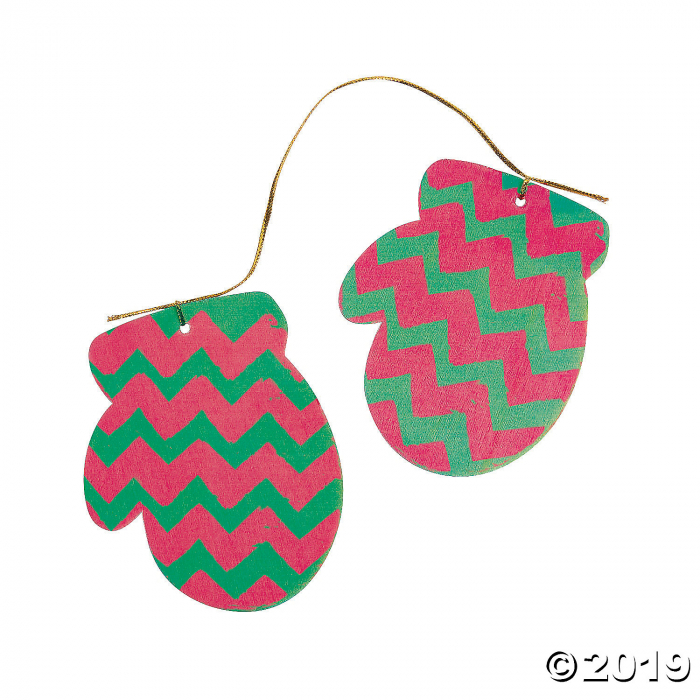 DIY Unfinished Wood Mitten Ornaments (Per Dozen)