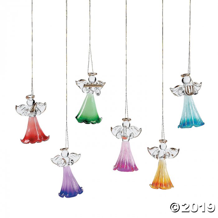 Colored Glass Angel Ornaments (Per Dozen)