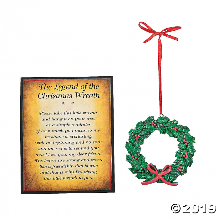 The Legend of the Christmas Wreath Ornaments on Card (Per Dozen)