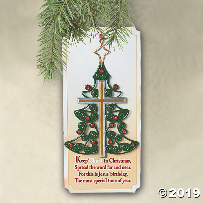 Christmas Tree Cross Ornaments with Card (Per Dozen)