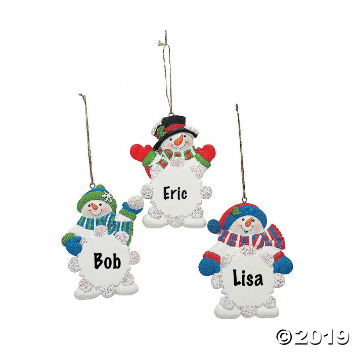 Wrirte-A-Name Snowman Snowflake Ornaments (Per Dozen)