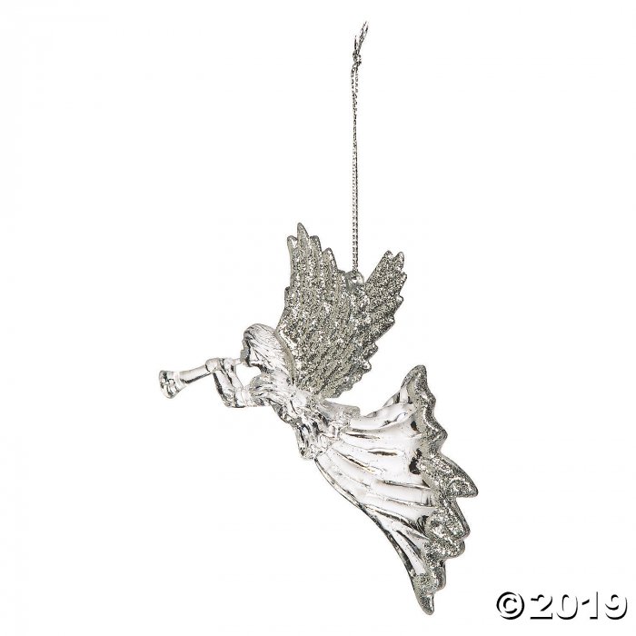 Silver Glitter Angel Ornaments (Per Dozen)