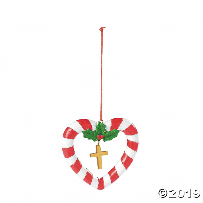 Candy Cane Heart Christmas Ornaments on Card (Per Dozen)