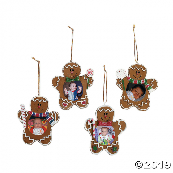 Gingerbread Man Picture Frame Christmas Ornaments (Per Dozen)