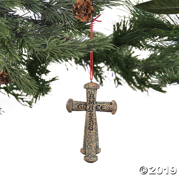 Amazing Grace Nail Cross Ornaments With Card (Per Dozen)