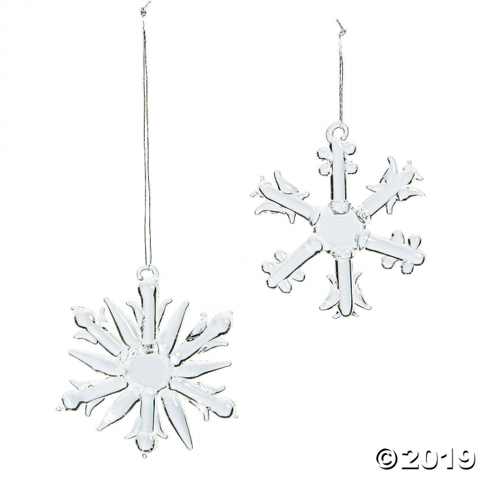 Mini Snowflake Glass Ornaments (Per Dozen)