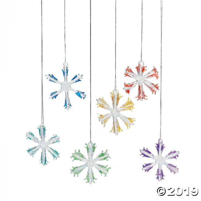 Colorful Glass Snowflake Christmas Ornaments (Per Dozen)