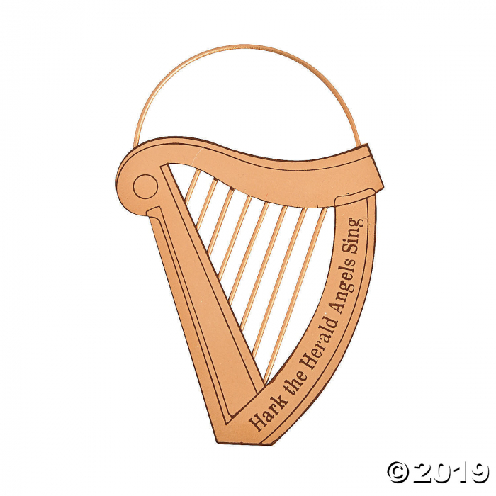 Religious Harp Ornaments with Message (Per Dozen) Religious Harp Ornaments with Message (Per Dozen)