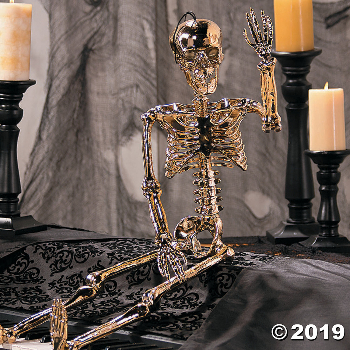 Gold Posable Skeleton Halloween Decoration (1 Piece(s))