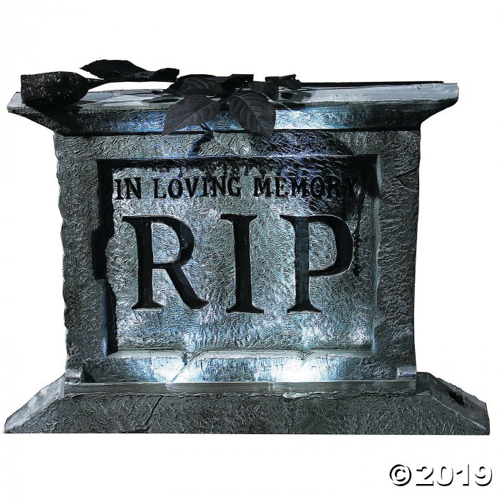Tombstone Pedestal with Rose Halloween Decoration