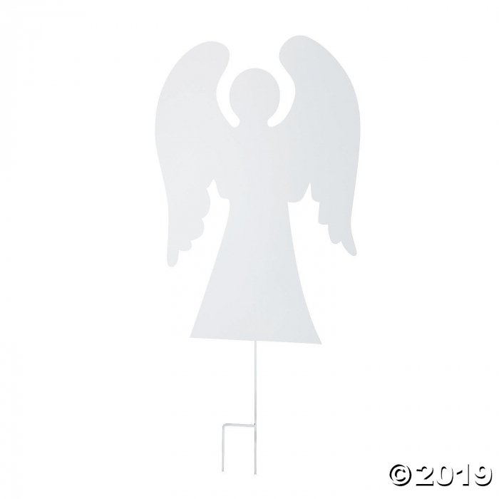 White Silhouette Angel Yard Sign (1 Piece(s))