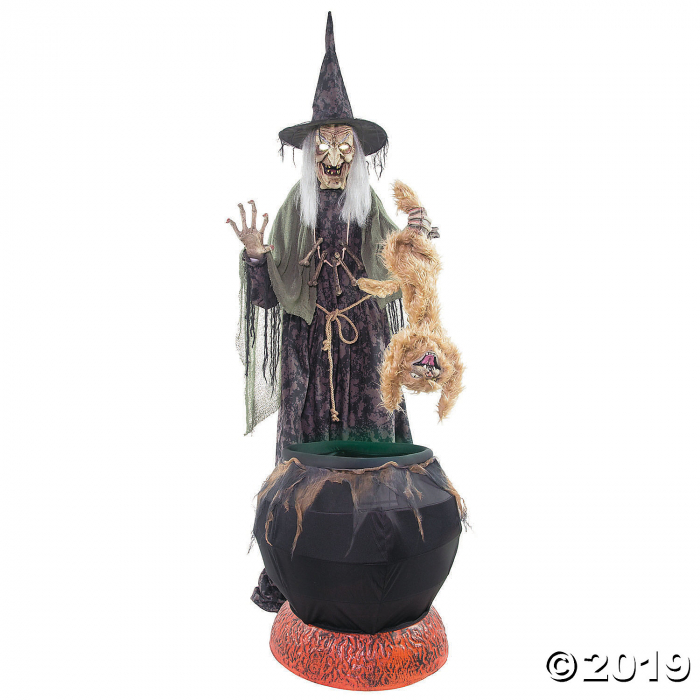 Animated Witch with Cat & Cauldron Halloween Decoration (1 Piece(s)) Animated Witch with Cat & Cauldron Halloween Decoration (1 Piece(s))