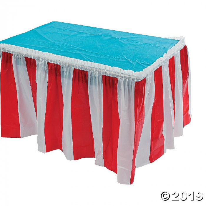 Red & White Striped Table Skirt (1 Piece(s))