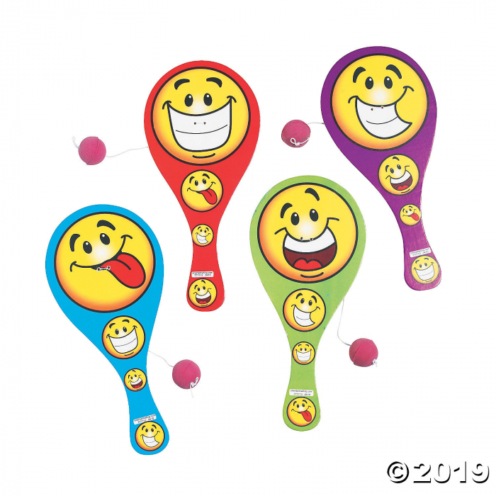 Goofy Smile Face Paddle Ball Games (Per Dozen)