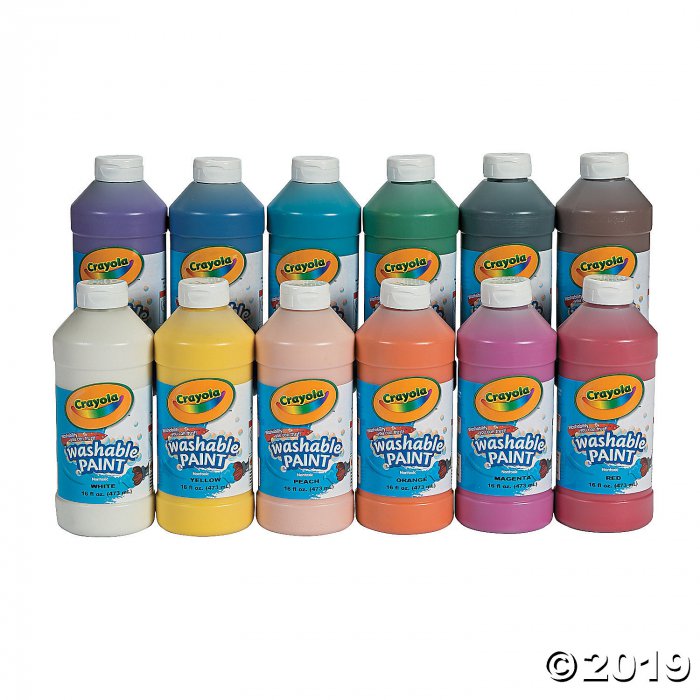 16-oz. Crayola® Washable Assorted Colors Paint - Set of 12 (Per Dozen