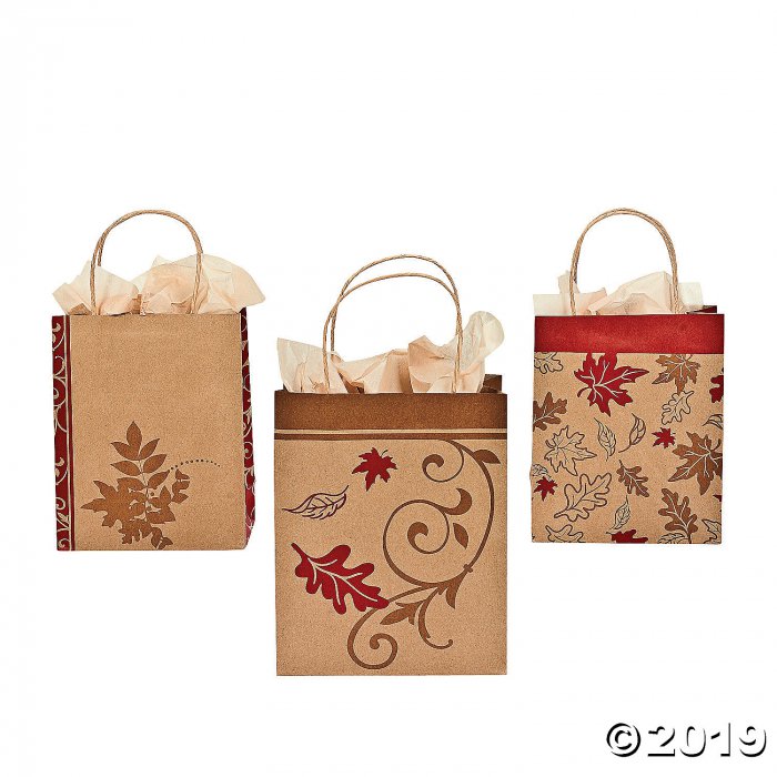 Medium Fall Kraft Paper Gift Bags (Per Dozen)