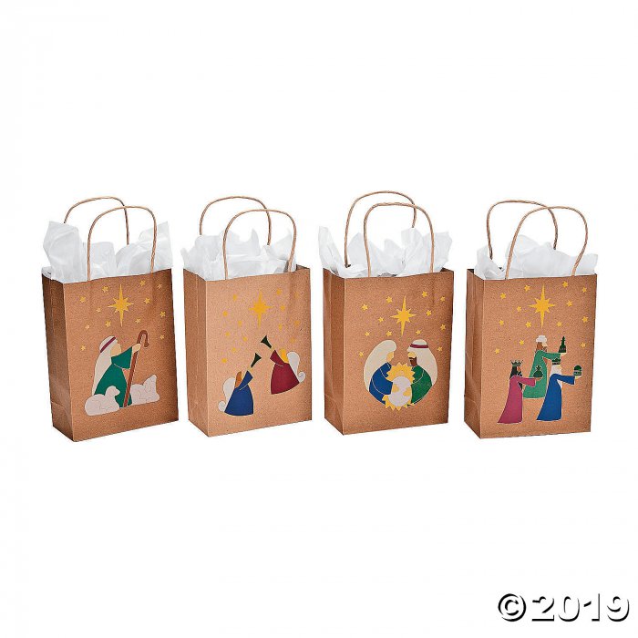 Medium Brown Nativity Gift Bags (Per Dozen)