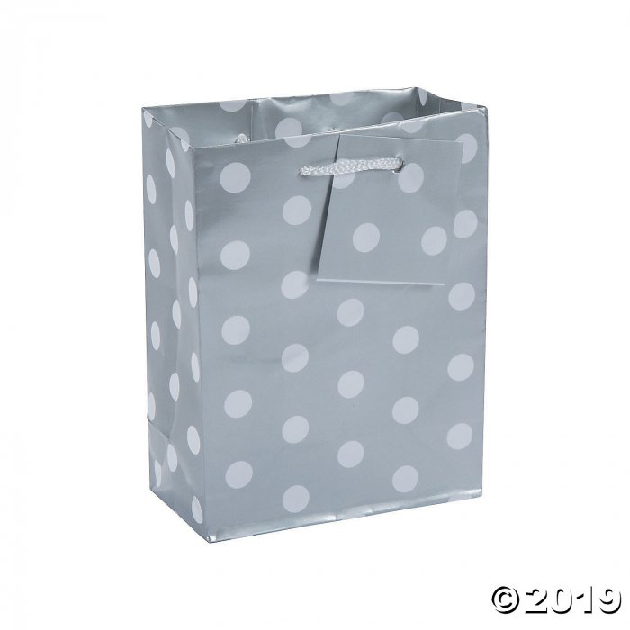 Small Silver Polka Dot Gift Bags (Per Dozen)