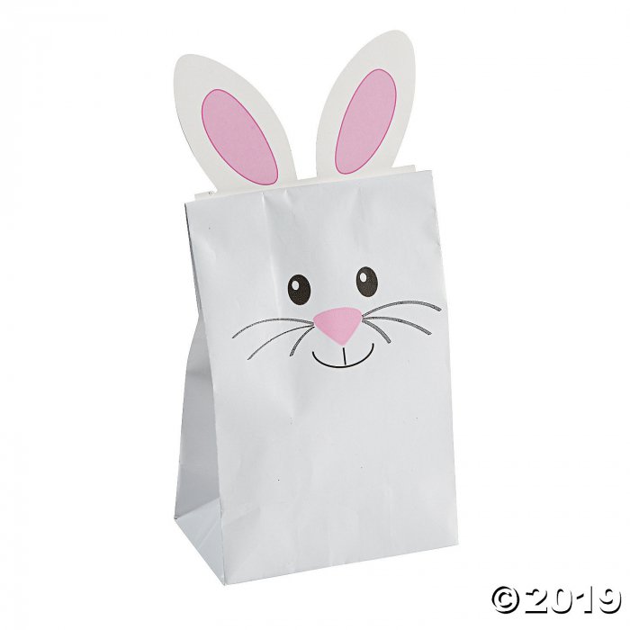 White Easter Bunny Treat Bags - 12ct (Per Dozen)