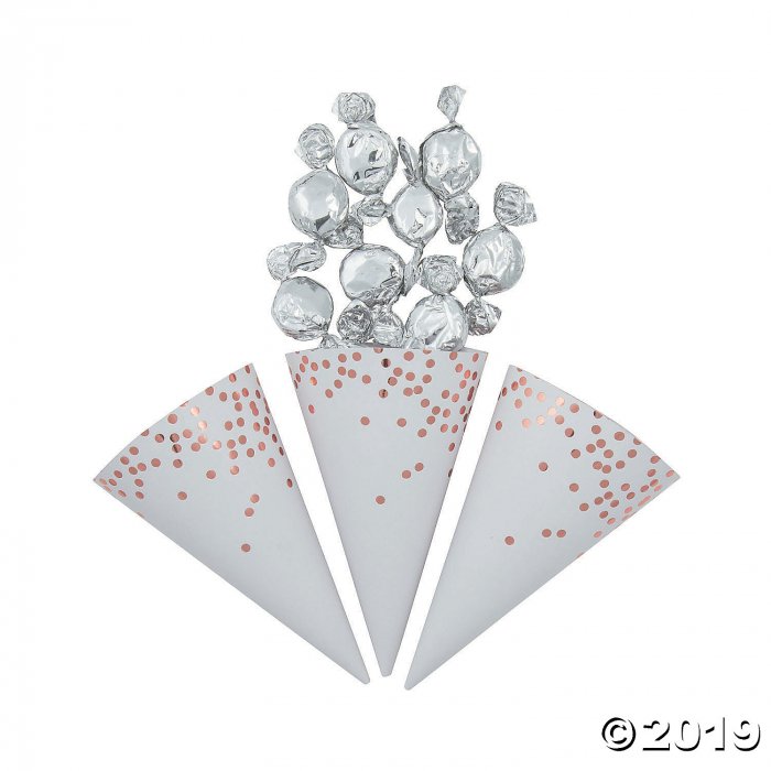 Rose Gold Foil Scatter Dots Snack Cones (Per Dozen)