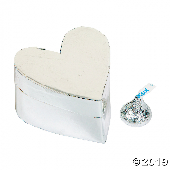 Silver Heart-Shaped Favor Boxes (Per Dozen) Silver Heart-Shaped Favor Boxes (Per Dozen)