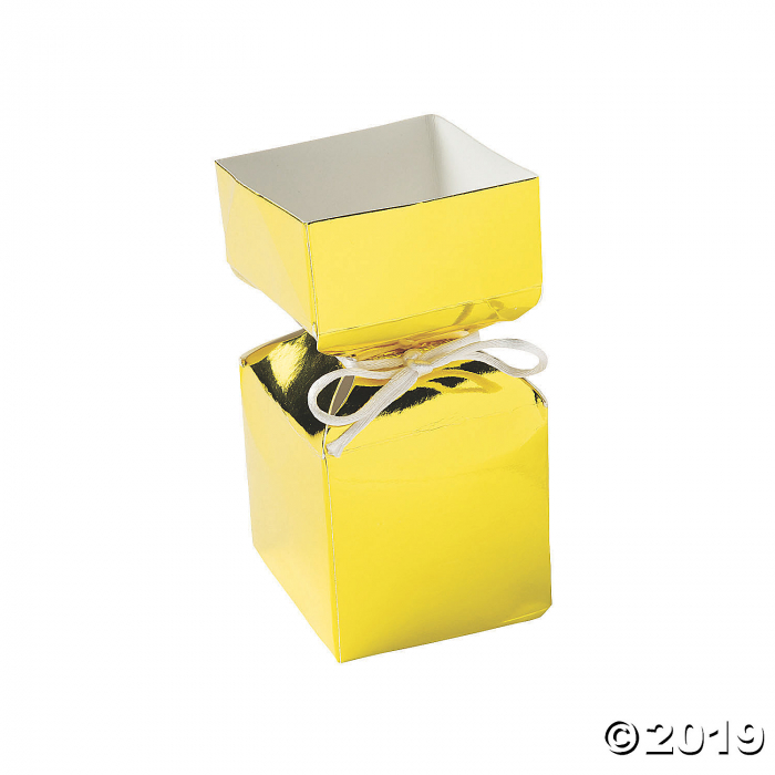 Gold Foil Vertical Square Hourglass Favor Boxes (Per Dozen)