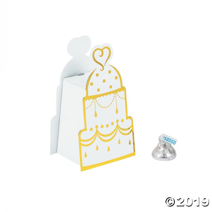 Gold Wedding Cake Favor Boxes (24 Piece(s))