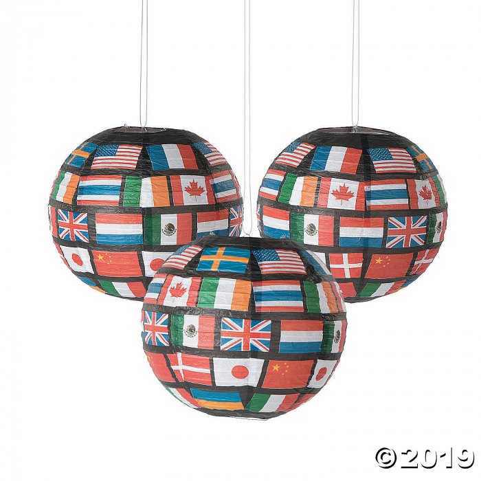 Flags of All Nations Hanging Paper Lanterns (6 Piece(s))