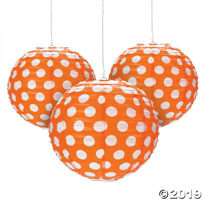 Orange Polka Dot Hanging Paper Lanterns (6 Piece(s))