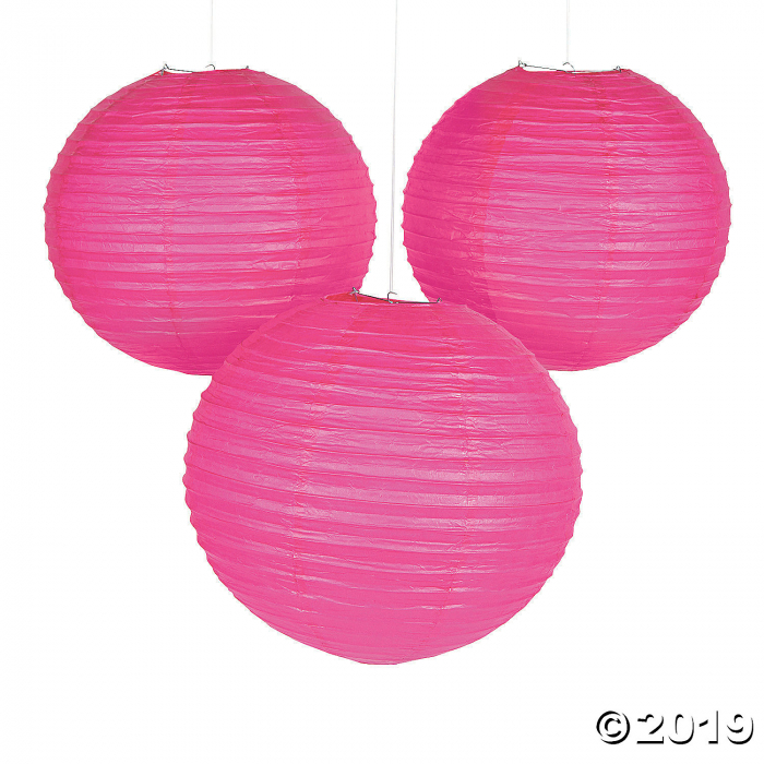 18" Hot Pink Hanging Paper Lanterns (6 Piece(s))