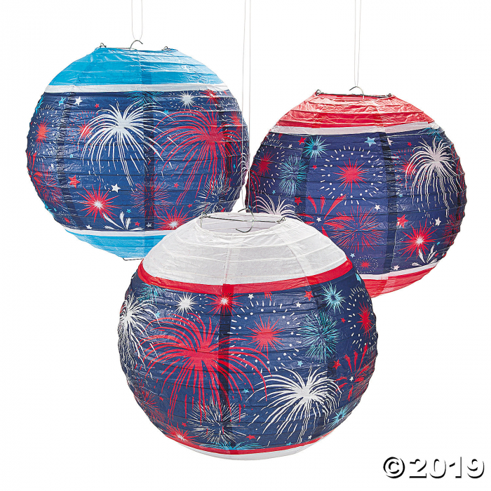 Patriotic Burst Hanging Paper Lanterns (6 Piece(s)) Patriotic Burst Hanging Paper Lanterns (6 Piece(s))
