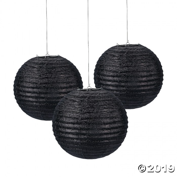 Black Glitter Hanging Paper Lanterns (3 Piece(s))